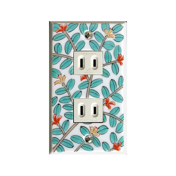 スイッチプレート 花唐草 スイッチカバー コンセントプレート コンセントカバー おしゃれ 有田 和風 日本風 北欧 (磁器 有田焼 伊万里焼)(1連2口)(フル...