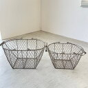 バスケット 2点セット ワイヤーバスケット 収納バスケット かご バスケット 大きい 小さい カゴ 収納ラック 収納かご 趣味 DIY テラス ウッドデッキ 室内 屋内 屋外 おしゃれ 北欧 アンティーク レトロ 夏休み 帰省 家具 鏡 送料無料