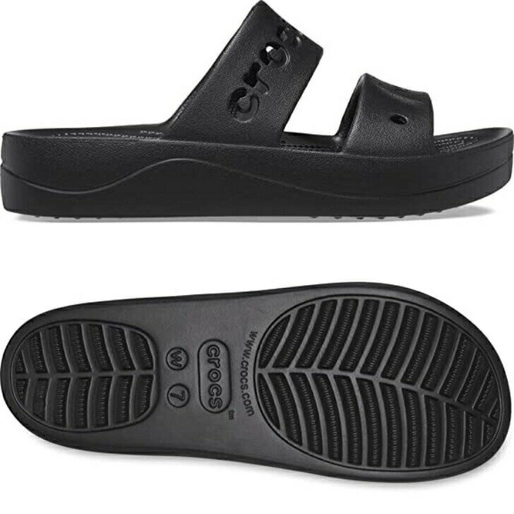 クロックス レディース 厚底 バヤ プラットフォーム サンダル crocs Platform Sandal 208188 ブラック ホワイト スライドサンダル シャワーサンダル ミュール 2ストラップ バックベルトなし 軽量 送料無料