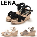ウエッジソール サンダル 歩き やすい レナ Lena TS30002 ブラック アイボリー グレージュ 厚底 ボリュームソール ストラップ フェミニン かわい...