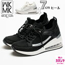 ヒールアップスニーカー レディース MICHEL KLEIN ミッシェルクラン エアーソール レースアップ 7cmヒール スニーカー 440 ブラック ホワイト 婦人 シューズ 送料無料(4)