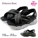 【マラソン期間エントリーでP10倍】キッズ レディース サンダル PrincessRose 43611 プリンセスローズ ブラック ブラック/ブラック 黒 19...