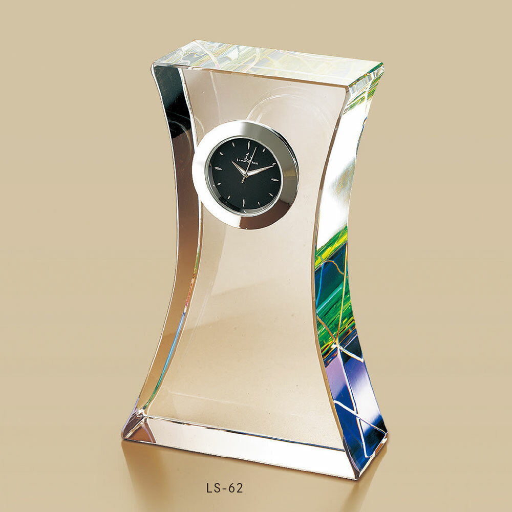 ガラス時計（記念品） 【名入れ加工費込み】光学ガラス製時計付ペーパーウエイトLSー62ーA（M）　表彰・記念品・賞品