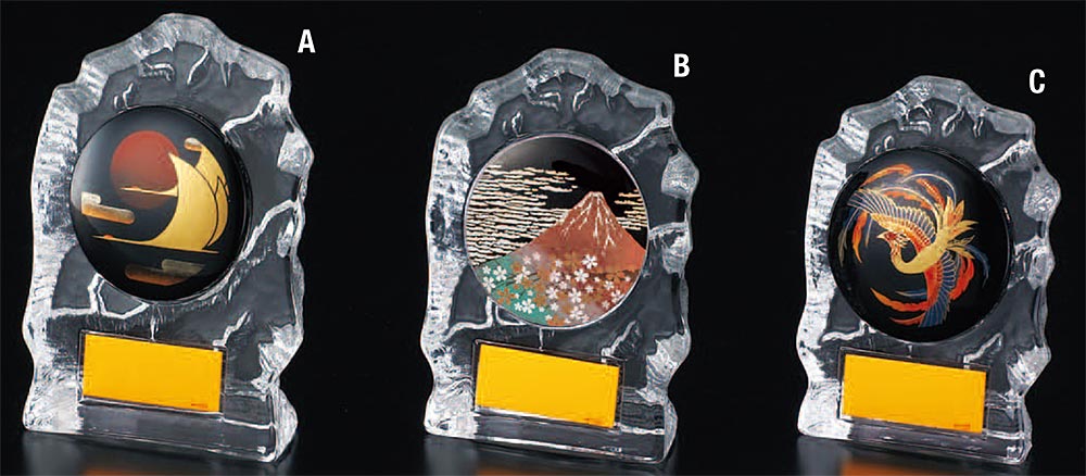 【プレート彫刻無料】ガラス製蒔絵楯V104-A　表彰・記念品・賞品・レプリカ