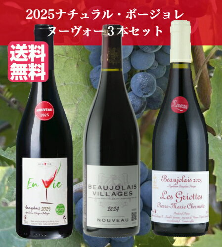 ナチュラルな美味しさ!2025ボージョレ・ヌーヴォー【送料無料】3本セット...