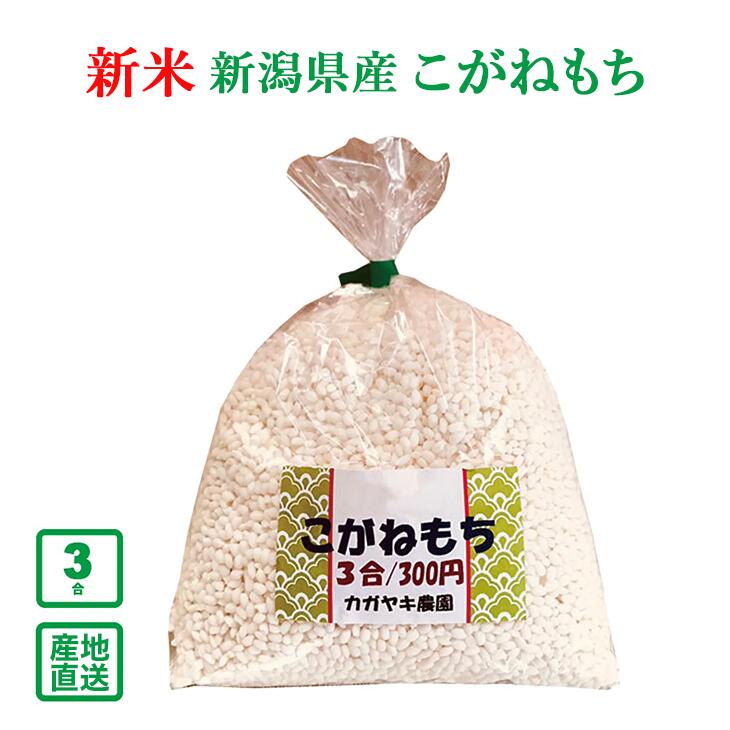 もち米の王様、こがねもちです！もち米品種の中では最高級と評価されており、その味と粘り・コシの強さは一級品。お試しにぴったりの3合です。野菜と一緒にいかがですか？ 内容量：3合/450g（白米） 生産年：令和5年産 生産地：新潟県 品種：こがねもち