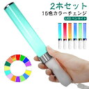 ペンライト 2本セット コンサート ライト サイリウム ペンライト ライブ カラーチェンジ LED 15色 電池式 光る 超発光 長持ち イベント 学園祭 忘年...