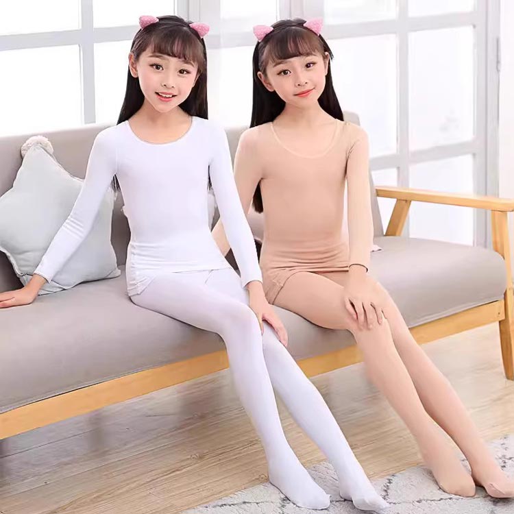 セットアップ キッズ 舞台 トップス 肌色 ダンス衣装 女の子 白 長袖 無地 バレエ 子供服 薄手 インナー タイツ レギンス 可愛い コスチューム 体操 合唱団 衣装 演出服 肌着 ハロウィン ステージ衣装 下着 コスチューム 練習着 3