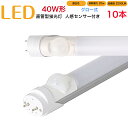 【10本セット】led蛍光灯 40w形 直管 人感センサー付き グロー式 工事不要 1198mm 昼白色 消耗電力20W 高輝度2200LM 発光角度320度 初期不良交換 送料無料 約40000時間 虫が集まりにくい エコ 環境にやさしい