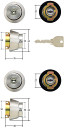MIWA U9 鍵 シリンダー 交換用シリンダー LA MCY143 シリンダー U9シリンダー シリンダー錠 miwa 美和ロック 取替え 鍵 シリンダー 交換 シルバー色 MIWA-LAタイプ 交換シリンダー [2個同一:キー6本付]