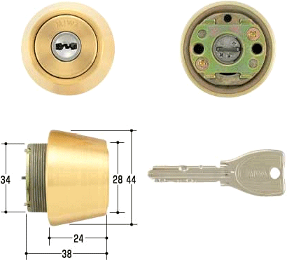 MIWA 鍵 シリンダー PR TE24.CY BS色 交換用シリンダー 防犯錠 PRシリンダー MIWA-SWLSPタイプ (TE24)交換シリンダー ゴールド (BS)色 美和ロック シリンダー錠