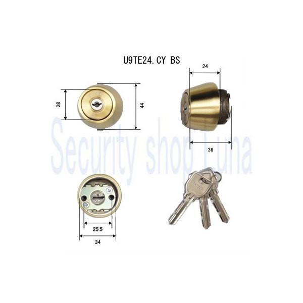 美和ロック　U9TE24シリンダー　U9TE24．CY　BS色　鍵数3本