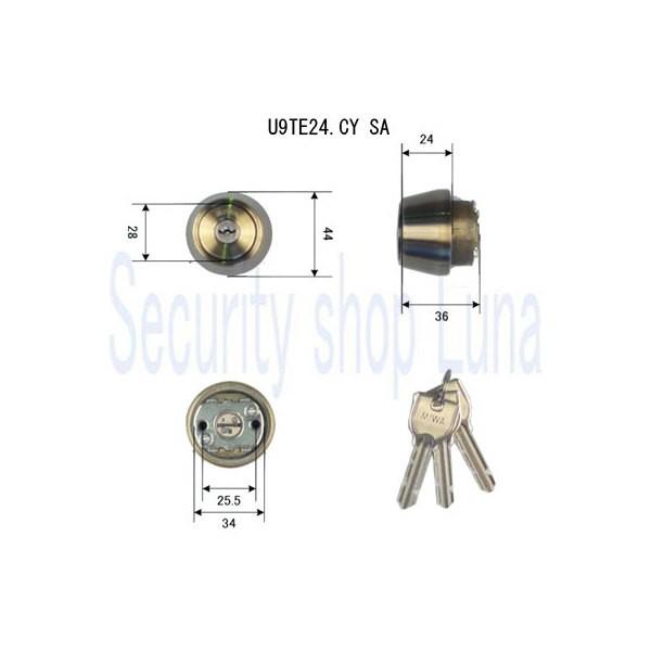 美和ロック　U9TE24シリンダー　U9TE24．CY　SA色　鍵数3本　MCY－140