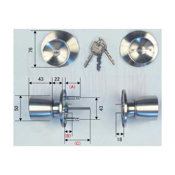 MIWA,美和ロック U9HMD-1.KNB 両面ノブ (扉厚33～41mm) (室外側：シリンダー付きノブ/室内側：サムターン付きノブ）　鍵3本付き【在庫品】