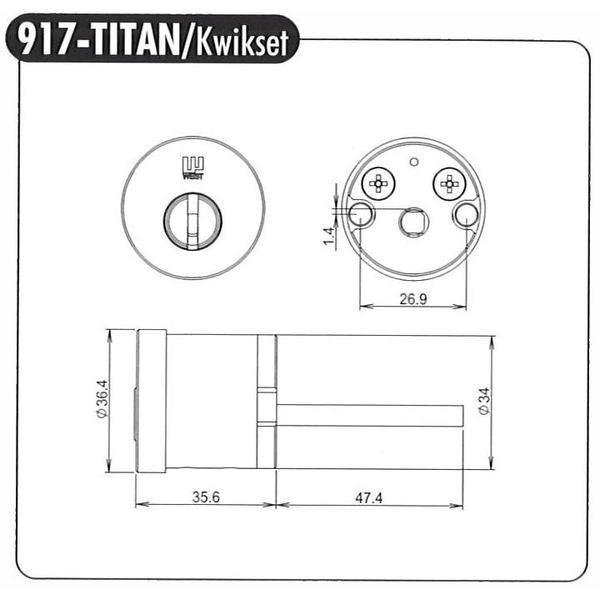 WEST（ウエスト）　リプレイス　917-TITAN,Kwikset　タイタン,クイックセット 　GB色　キー3本付き　【在庫品】