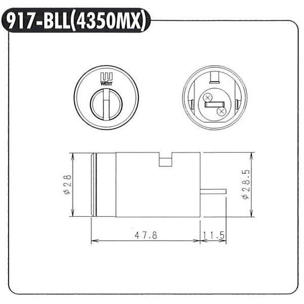 WEST　（ウエスト）　リプレイス　GOAL　MX,　ショウワ　BLL交換用シリンダー　 917-BLL　扉厚36mm　シルバー（SS）色　キー（鍵）3本付き　【在庫