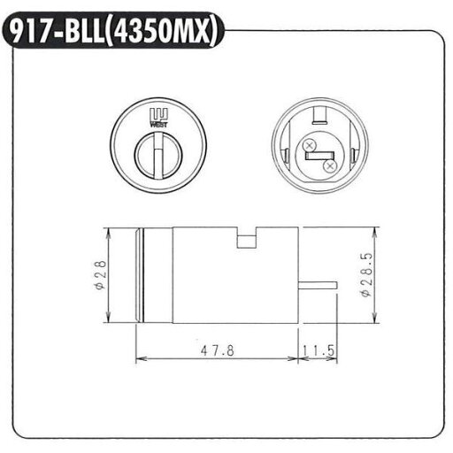 WEST (ウエスト) リプレイス GOAL MX, ショウワ BLL交換用シリンダー 917-BLL 扉厚36mm シルバー(SS)色 キー(鍵)3本付き 【在庫 WEST (ウエスト) リプレイス GOAL MX, ショウワ BLL交換用シリンダー 917-BLL 扉厚36mm シルバー(SS)色 キー(鍵)3本付き 【在庫