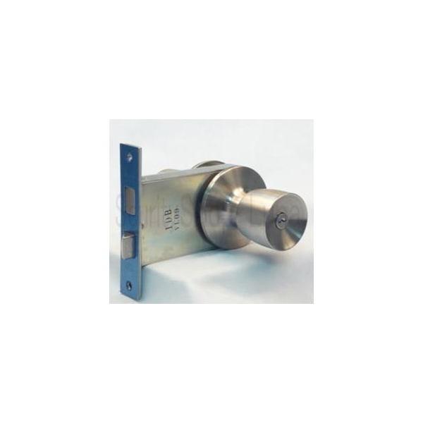 MIWA U9HMD-1　BS100mm　扉厚333～41mm　シルバー（ST）　（本締付モノロック　外側：シリンダー付ノブ／内側：サムターン付ノブ）　キー3本付き【