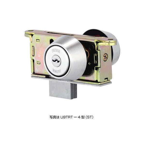 MIWA　U9TRT-4　扉厚25～28・33～41mm　両面シリンダー付き　引き戸用（強化ガラス扉用錠）　シルバー色　キー3本付き　【在庫品】
