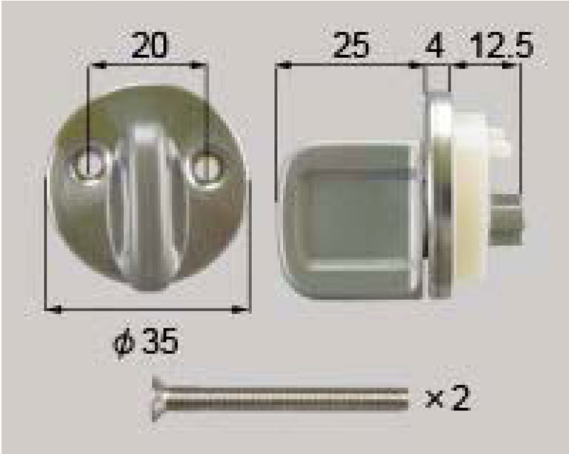 トステム(TOSTEM=現LIXIL)  標準サムターン　勝手口ドア内側のツマミ(サムターン)の交換・取替え シルバー色