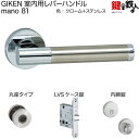 GIKEN 室内用レバーハンドル mano 81丸座タイプクローム+ステンレス仕上げ内締錠LVSケース錠バックセット51mm用ドア厚み28〜40mm用