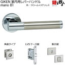 GIKEN 室内用レバーハンドル mano 81角座タイプクローム+ステンレス仕上げ表示錠LVSケース錠バックセット51mm用ドア厚み33〜40mm用【送料無料...
