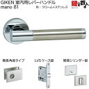 GIKEN 室内用レバーハンドル mano 81横長角座タイプクローム+ステンレス仕上げ簡易シリンダー錠LVSケース錠バックセット51mm用ドア厚み33〜40m...