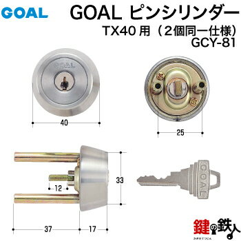 GOAL-TX・TTX用 玄関 鍵(カギ) 交換 取替えシリンダー GCY-81 2個同一 従来品シルバー■標準キー3本付き■【送料無料】