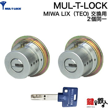 【〜3/26 1:59まで 全品エントリーでポイント10倍】(1) MUL-T-LOCK LIX用 玄関 鍵(カギ) 交換 取替えシリンダー・2個同一キーセットドアの厚み28mm〜45mm■標準キー3本＋合鍵1本付き■【送料無料】