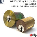 WESTリプレイスシリンダー222+6000用(2個同一) 玄関 鍵(カギ) 交換 取替えシリンダー■標準キー6本付き■【送料無料】 1