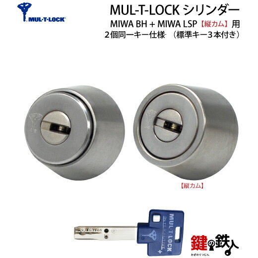 (5)MUL-T-LOCKMIWA DZ(BH LD LDSP)とLSP(タテカム)用 玄関 鍵(カギ) 交換 取替えシリンダー2個同一キーセットドア厚み28〜...