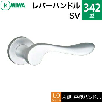MIWA LOF アルミ製 342-SVレバーハンドル（片側戸襖ハンドル）一式 交換 取替え用アルミシルバー空錠（間仕切り・寝室・子供部屋等）【送料無料】