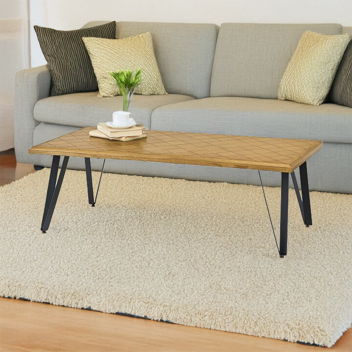 【中古】リビングテーブル アウトレット コーヒーテーブル センターテーブル ローテーブル 天然木 木製 スチール 脚 ひとり暮らし ワンルーム おしゃれ タイル...