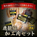 黒豚 鹿篭豚　ハンバーグ・ボンレスハム・焼き豚・ソーセージセット　お肉ギフト　化粧箱　鹿児島　明治屋