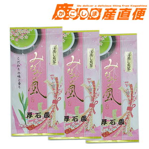 送料無料 厚石園 深蒸し煎茶 みなみの風 3袋 300g(100g×3袋) ギフト箱入り鹿児島県産 お茶 蔵出し