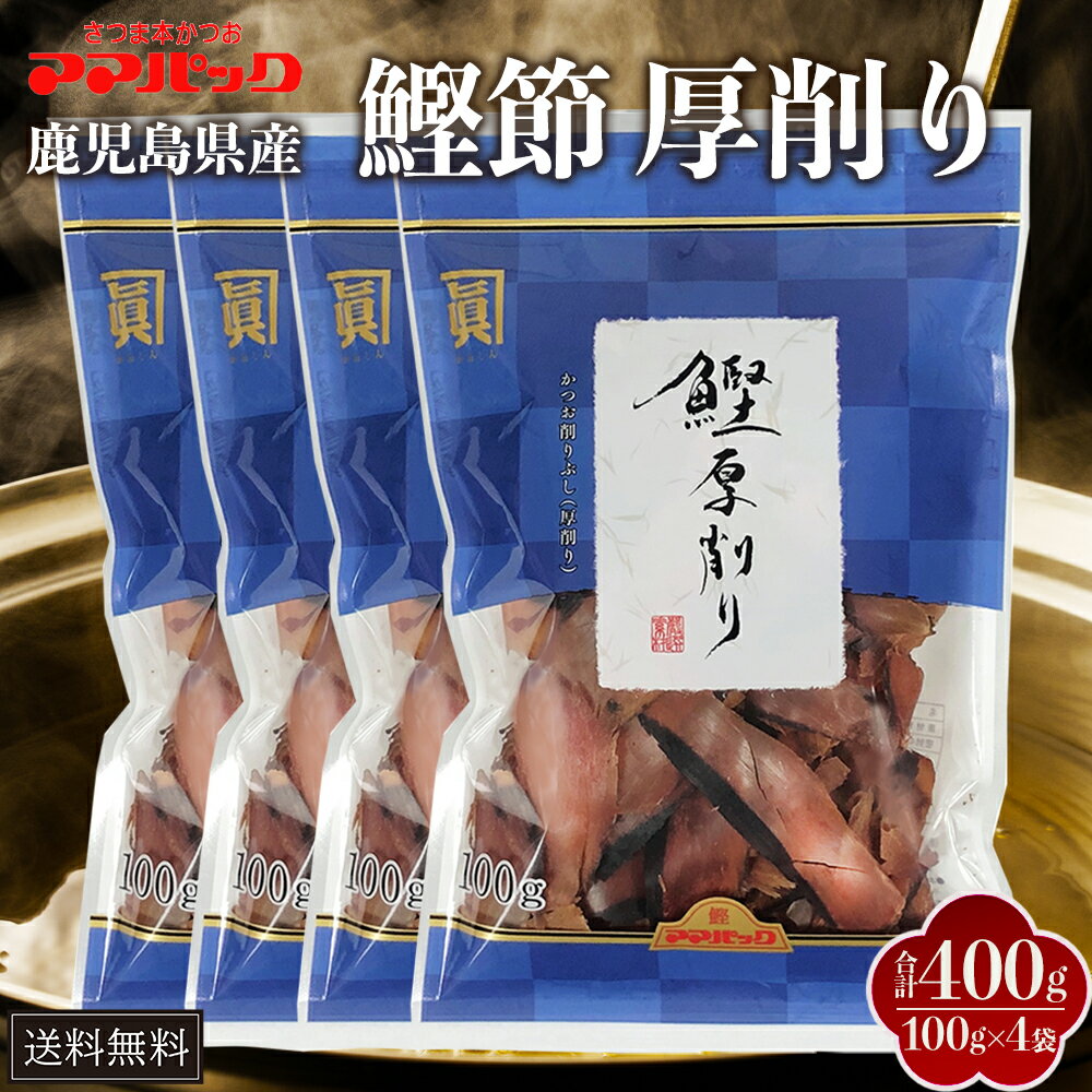 鹿児島産 鰹節 厚削り パック 100g×4袋 枕崎 かつおぶし けずり節 だし 出汁パック セット 国産 九州産 味噌汁 かつおだし 煮物 めんつゆ 和食 プ...