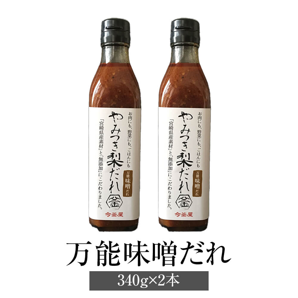 味噌たれ やみつき梨だれ 万能味噌だれ 340g × 2本 万能調味料 万能 梨 焼肉のたれ やきにく チャーハン 炒め物 簡単調理 無添加 送料無料 今釜屋 かごしまや