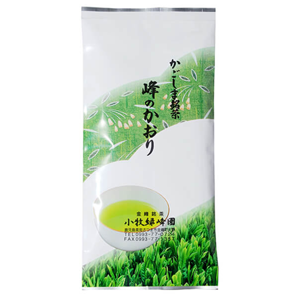 商品情報 商品名煎茶 峰のかおり(緑) 4本 原材料名緑茶 内容量100g×4本 原料・原産地名鹿児島県産 賞味期限パッケージに記載 保存方法高温多湿を避け移り香にご注意ください。 注意お茶は鮮度が大切です。開封後は早めにお飲みください。※新茶はパッケージが異なります。予めご了承くださいませ。 製造小牧緑峰園 販売株式会社うりば 商品に関する連絡先 会社名小牧緑峰園 電話番号099-377-0724 メールtea-leaf@komaki-tea.com 住所〒899-3401鹿児島県南さつま市金峰町大野3724 担当小牧 美樹 注意楽天市場のかごしまやを見たとお伝え頂けるとスムーズです。 ご注文・発送に関する連絡先 会社名株式会社うりば（株式会社スクラップデザイン内） 電話番号099-296-9944 メールinfo@uriba.co.jp 住所〒890-0051鹿児島県鹿児島市高麗町24-17アベニュー甲南201 注意小牧緑峰園の注文に関してとお伝え頂けるとスムーズです。親会社であるスクラップデザインのスタッフが注文・お問い合わせ対応させて頂く場合もございます。