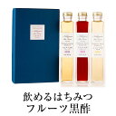 飲めるはちみつフルーツ黒酢 3種類 3本セット ギフト箱入 化粧箱 セット ブルーベリー あやむらさき 日向夏 はちみつ ハチミツ 蜂蜜 極上 高品質 無農薬 スイーツ 無化学肥料米 宮崎県産 ギフト プレゼント 贈り物 贈答品 産地直送 送料無料 西澤養蜂場 タビグルメ