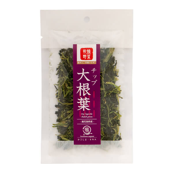 商品情報 商品名乾燥野菜　大根葉チップ　15g×6P 原材料名大根葉(鹿児島産) 内容量15g×6P 賞味期限枠製造日より1年(365日) 保存方法常温 直射日光、高温多湿を避けて保存してください。保存条件により変色することがありますが、味...