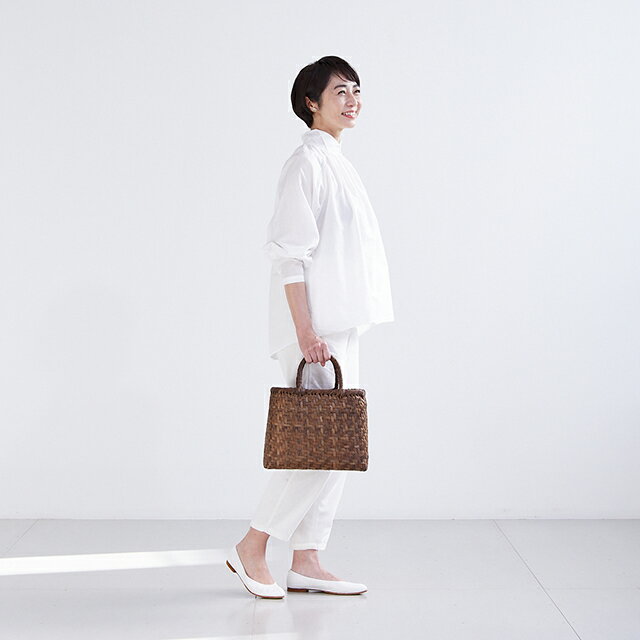 くるみ籠(網代編み/定番型/中サイズ)(約)幅30×マチ11×本体高さ25cm(約)450g[かごバ...