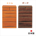 11%offクーポン配布中 チェスト タンス 箪笥 クローゼット 洋服ダンス 60幅 幅60cm 5段 整理たんす 衣類収納 収納力 引き出し 箱組 フルオープンレール 日本製 完成品 北欧 木製 素材 桐 選べる2色 ミドル ダーク 大川家具 楽天 通販 送料無料 アウトレット価格並