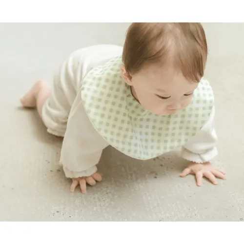 【メール便可】ギンガムチェックのスタイ グリーン / Lien de famille リヤンドファミーユ スタイ よだ..