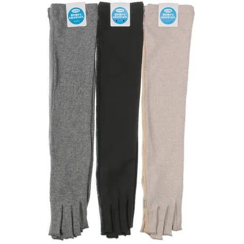 【ネコポスで発送】【季節限定】コットンすべり止め付き指切りロングアームカバー