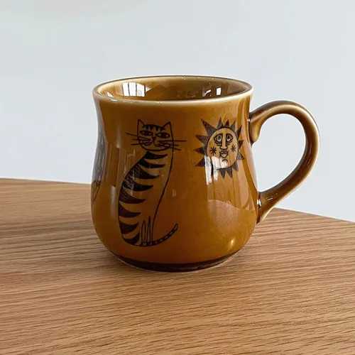 オールドカッパー マグカップ CAT－CHESTNUT / マグ カップ 食器 陶器 美濃焼 電子レンジ 食洗機 猫 ねこ雑貨