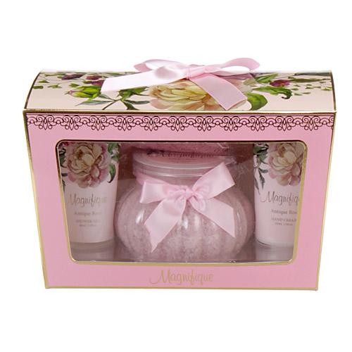バスギフト4点 アンティークローズ/バスソルトやハンドクリームのセット♪薔薇のバスギフト