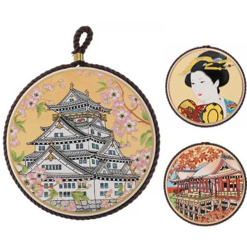 【メール便可】トリベット ジャパネスク / 鍋敷き 日本モチーフ 陶器 コルク張り キッチン ダイニング 部屋のアクセント インテリア お土産 贈り物 ギフト プレゼント