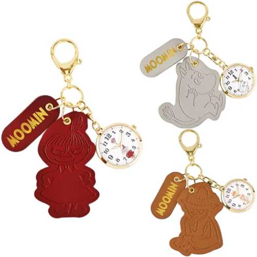 【メール便可】MOOMIN 型押しレザーチャーム / ムーミン スナフキン リトルミイ 時計 ウォッチ バッグチャーム キーホルダー 贈り物 ギフト プレゼント