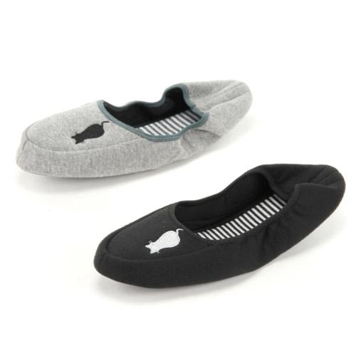 ネコ刺繍 携帯スリッパ