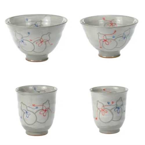 六瓢箪 飯碗・湯呑 / 食器 茶碗 湯呑 波佐見焼 瓢箪 縁起物 健康長寿 吉祥 ギフト